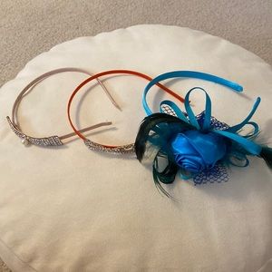 Lot of 3 Girl’s Headband (Peach,Orange,Turquoise), All w/Ornament. New w/o Tags.